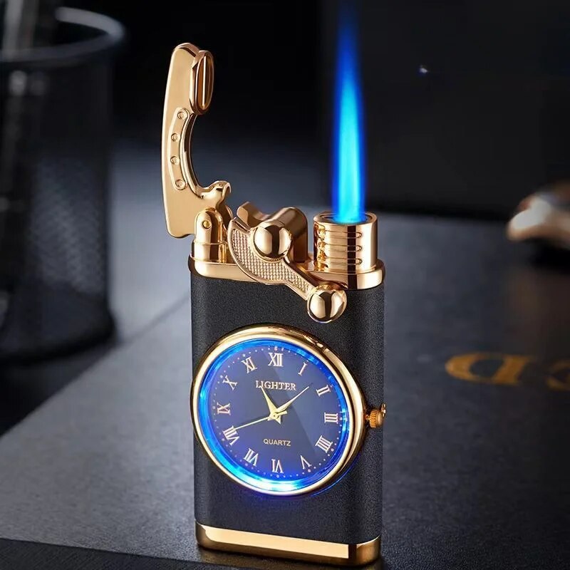 Encendedor de metal con Reloj